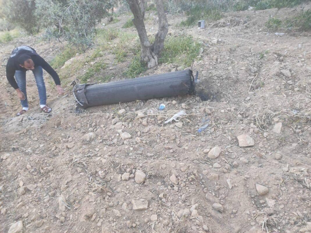 נפילה של חלקי טיל באזור חברון